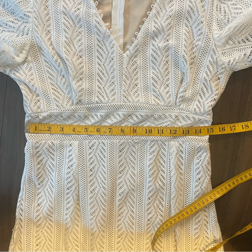 APRICOT Cream Lace Maxi Dress Flutter Sleeve V-Neck Ruffle Hem Lined Size 8 #482 - Picture 13 of 15
